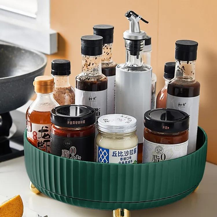 【粉丝浮力】厨房调料品架子可旋转托盘桌面置物收纳盘酱油瓶收纳