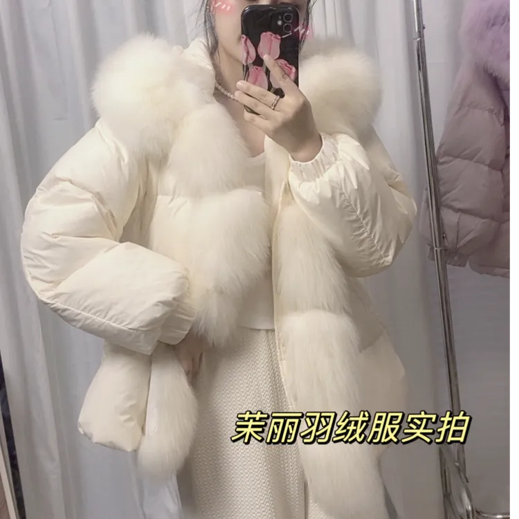 2025年新款轻奢皮草鹅绒小个子羽绒服收腰真狐狸毛中长款高端大气