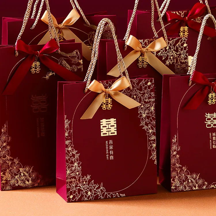 菲寻结婚专用喜糖手提袋子订婚伴手礼盒喜糖盒婚礼糖果盒礼品包装