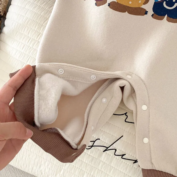 婴儿卡通连体衣0-2岁冬季韩国童装宝宝超萌加厚哈衣婴儿衣服