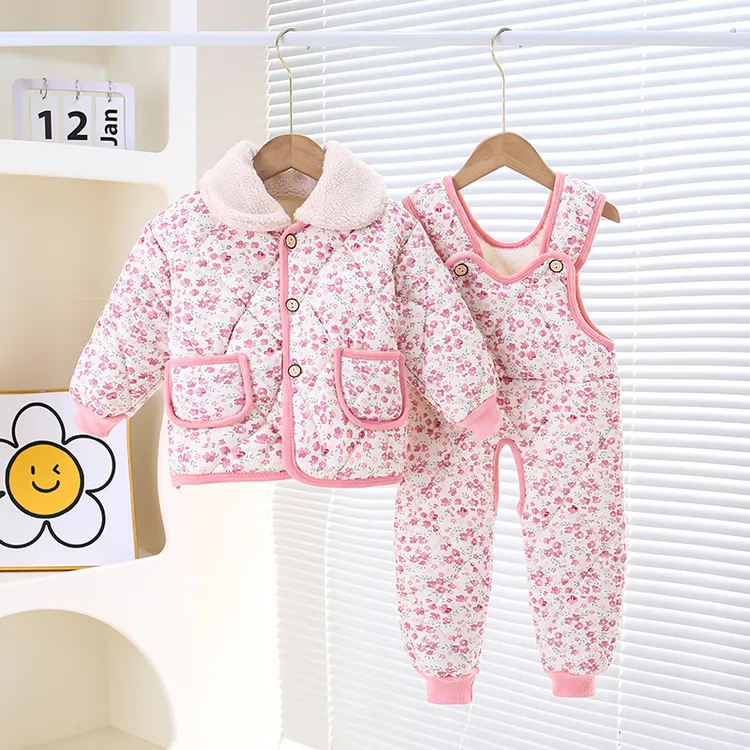 男童女童冬季加厚宝宝棉衣棉裤套装婴幼儿韩版儿童两件套