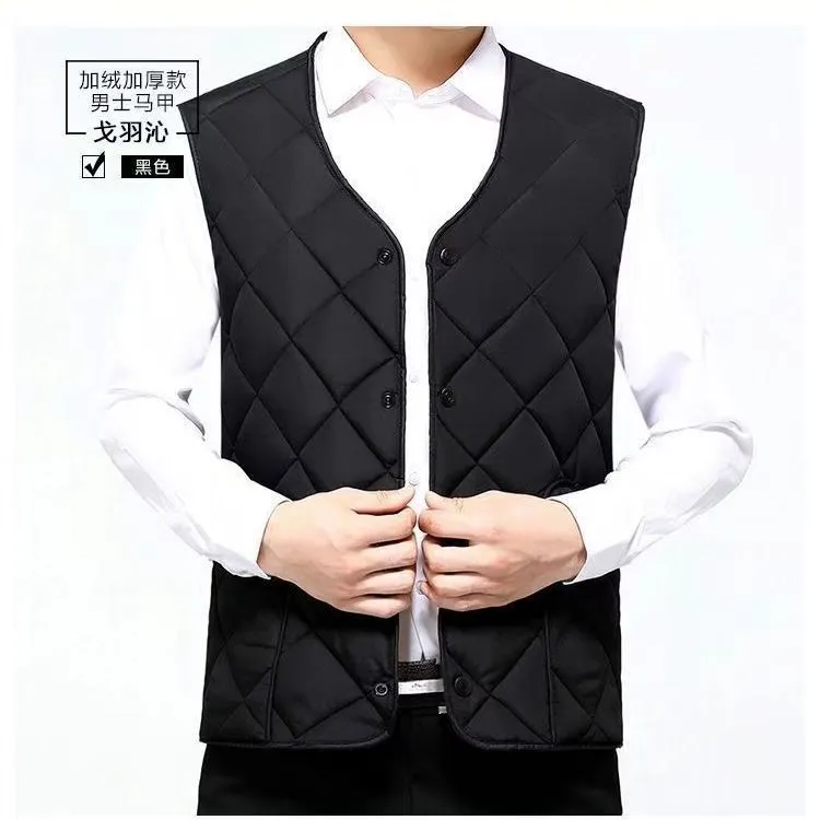 2024秋冬男款爸爸装内穿外穿保暖加厚棉马甲背心加绒中老年男士