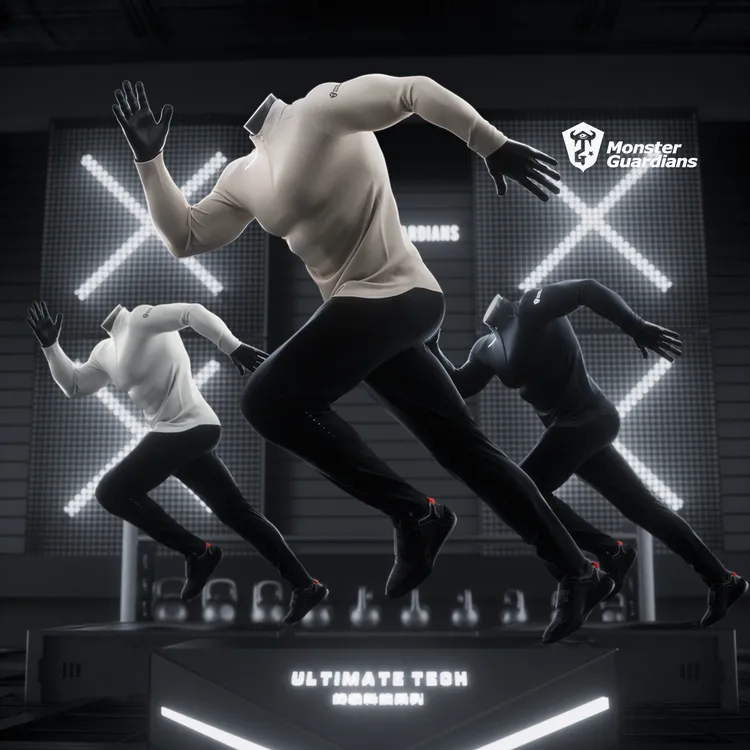 MonsterGuardians【新粉必入】秋季磨毛透气速干运动跑步半拉链长袖