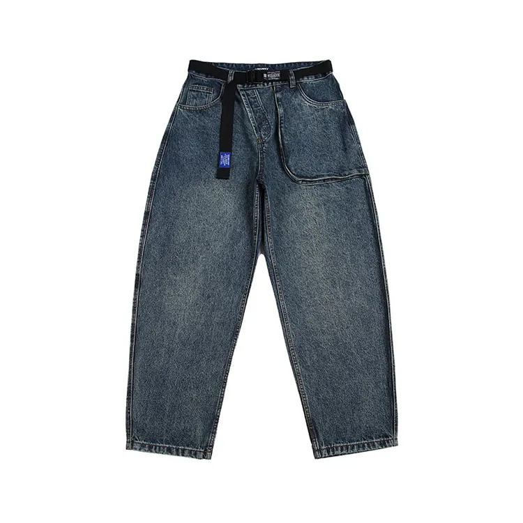 付小姐专属美式复古牛仔裤男宽松高街潮流阔腿长裤四季百搭