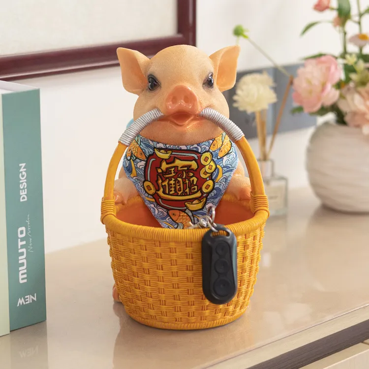 可爱猪入户钥匙收纳玄关摆件门口鞋柜客厅家居装饰品乔迁新居礼品