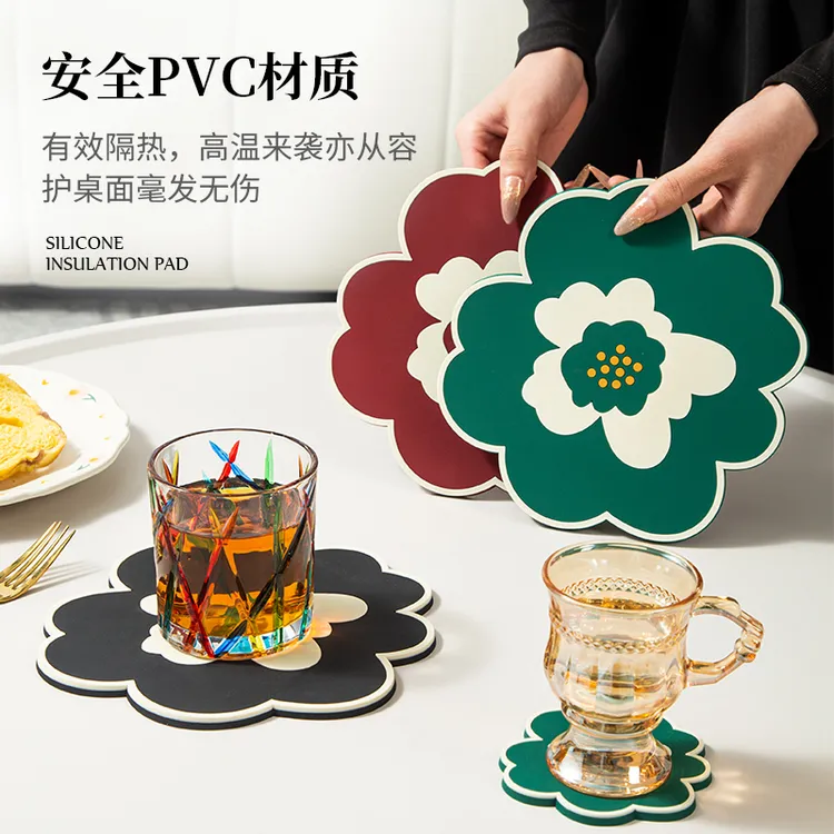 富贵花餐垫隔热垫高档次防烫餐桌垫防油防滑易洗餐盘垫杯垫锅碗垫