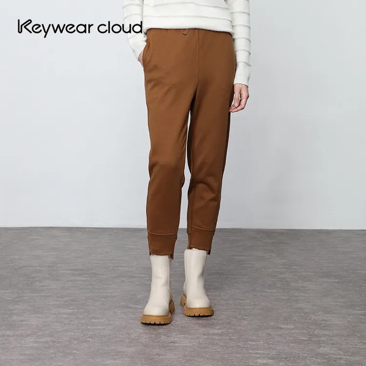 Keywearcloud奇威秋季猫猫透气舒适纯棉九分毛感减龄束脚口气球裤