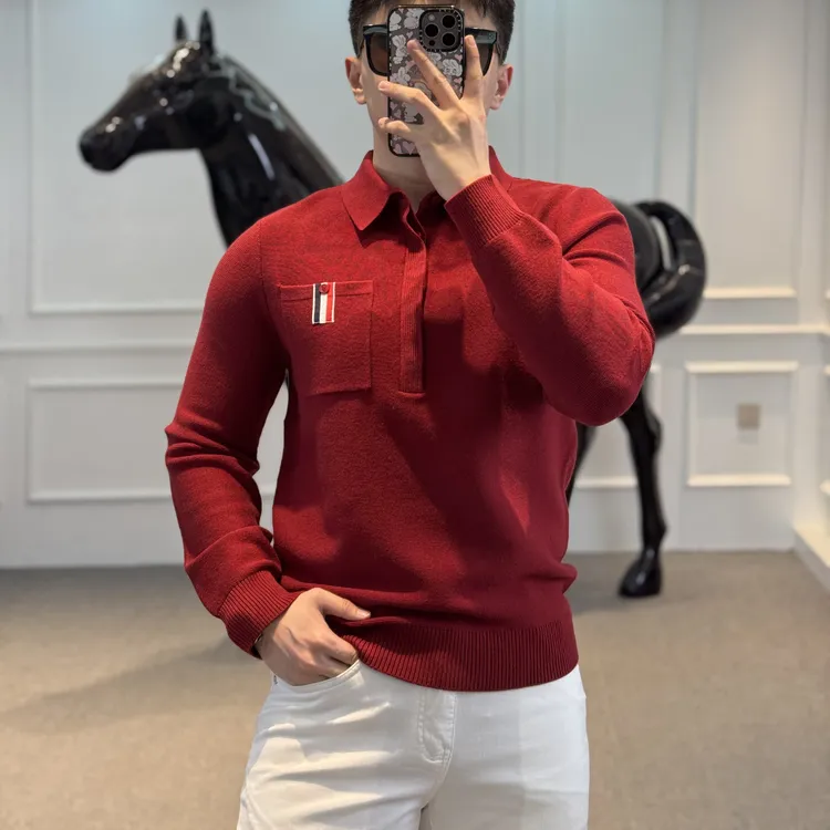 <古帝特尼>秋冬新款休闲时尚欧货潮流针织长袖翻领打底衫YS-7885