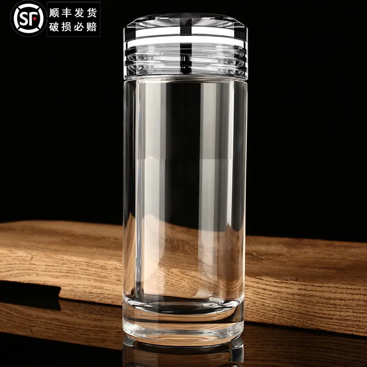 【水晶物华天宝】原矿制作纯水晶车载泡茶杯高档水杯办公杯男士