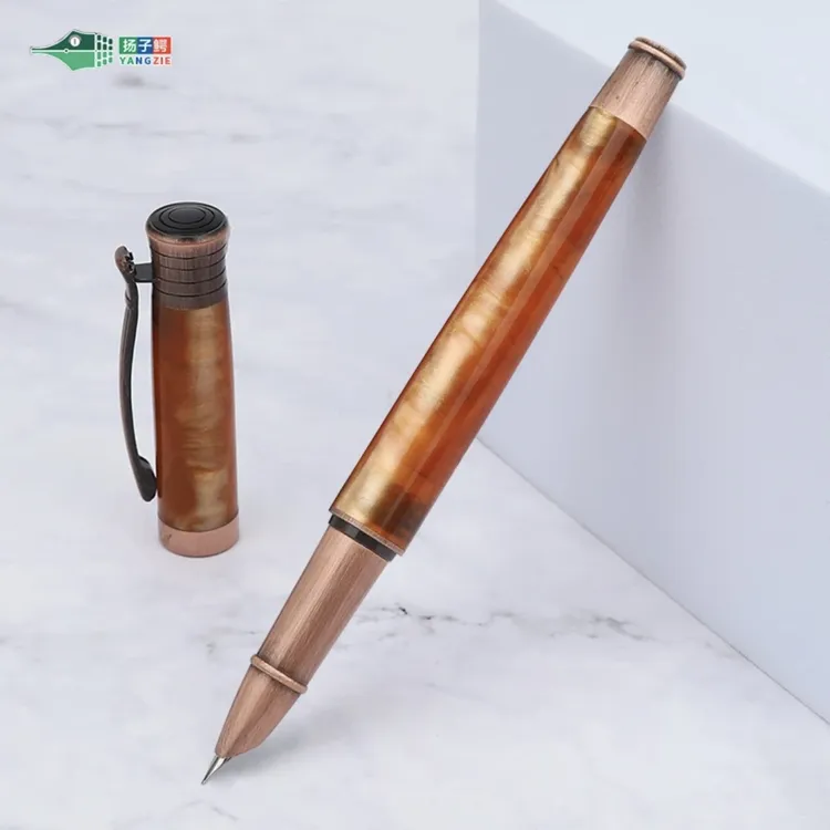 扬子鳄琥珀紫玉手工打磨款暗尖0.7美工笔（送笔尖1墨水1）