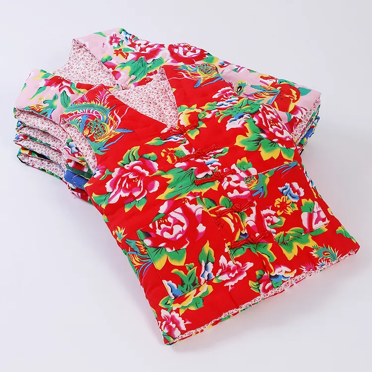 东北大花布纯手工棉花马夹女装冬加厚保暖修身民族风马甲网红坎肩