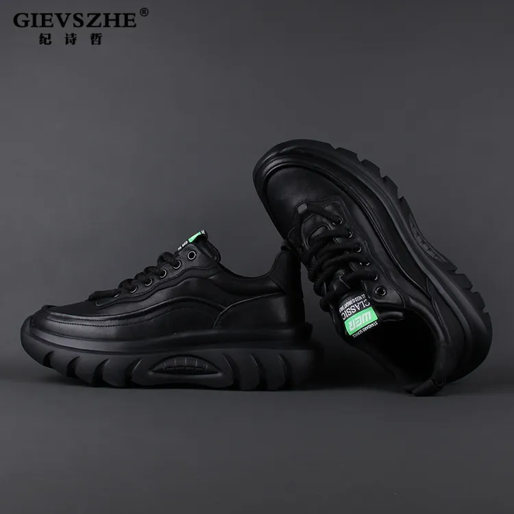GIEVSZHE/纪诗哲男鞋2025新款简约厚底老爹男士厚底增高男士厚底