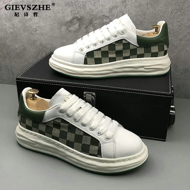 GIEVSZHE/纪诗哲潮牌男鞋新款厚底增高小白鞋青年休夏季增高厚底
