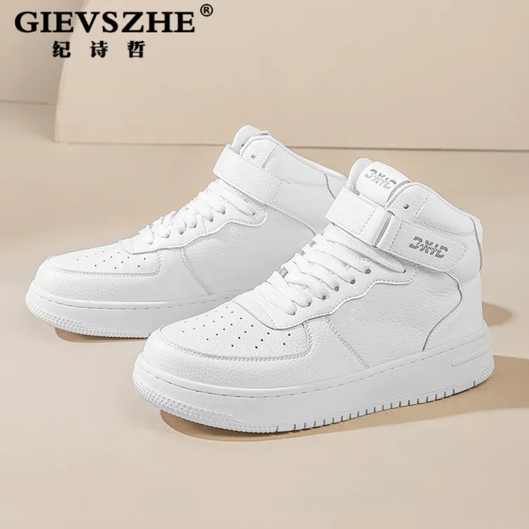 GIEVSZHE/纪诗哲休闲高帮板鞋男韩版中帮时尚小白韩版高帮男板鞋