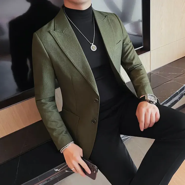 男士秋季西装韩版修身帅气休闲英伦戗驳领时尚男装西服外套上衣潮
