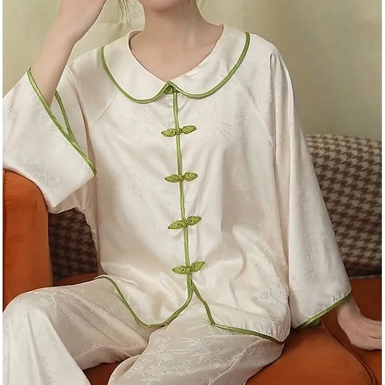 上海故事【国风盘扣】中国风夏季复古中式手工盘扣睡衣家居服女