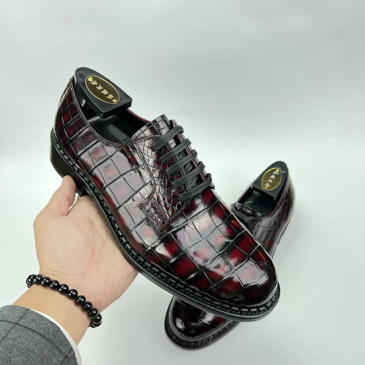 尼罗手工擦色德比鞋休闲男士皮鞋经典系带英伦风真皮纯手工漆皮