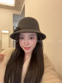 [梦月]小香风小蝴蝶结款千金气质优雅毛呢秋冬新年渔夫帽盆帽礼帽