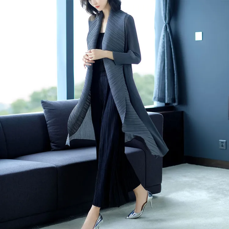 微奢服装褶皱新款春秋大码中长款风衣设计感小众气质高级感外套女