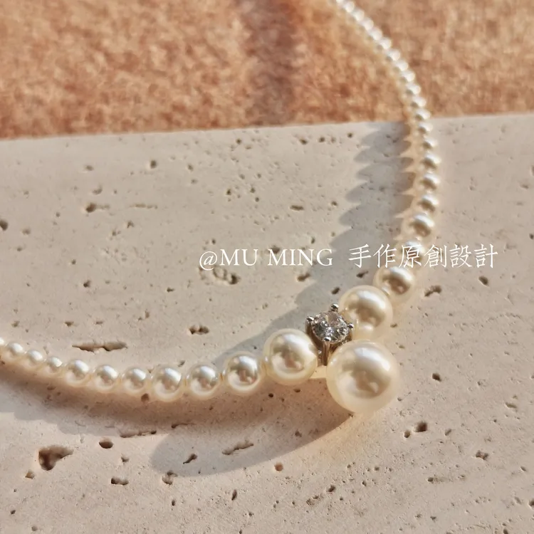 法式渐变施家珍珠轻奢吊坠项链女毛衣高级感戴妃秋冬ins