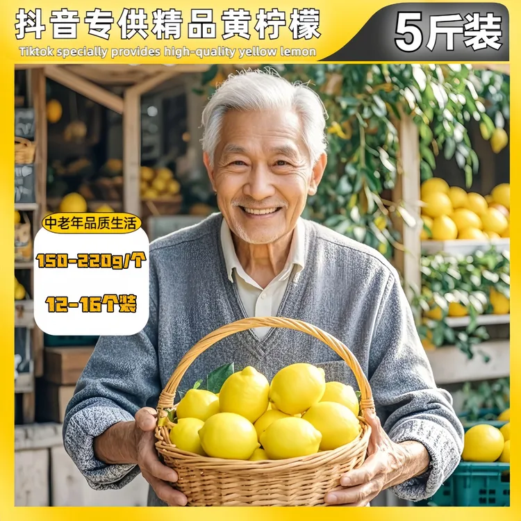 安小檬【5斤装】皮薄多汁新鲜柠檬 12-16个装 单果重量150-220g/个