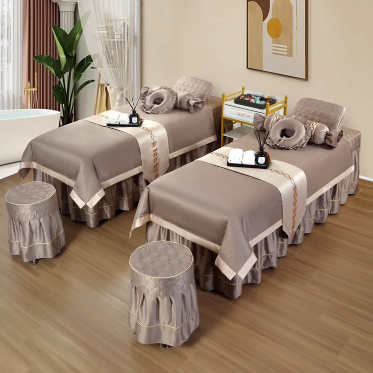 高档美容床罩四件套轻奢简约按摩推拿专用足疗采耳美体网红床套