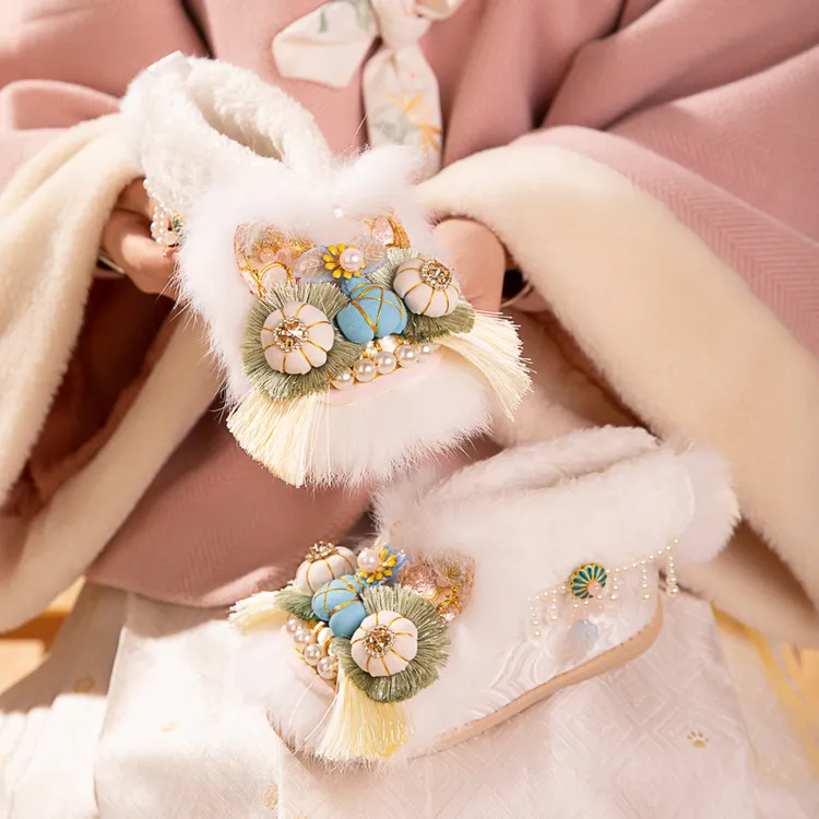 复古国风原创设计时尚新年虎头鞋棉鞋棉靴汉服鞋绣花鞋女童鞋童靴