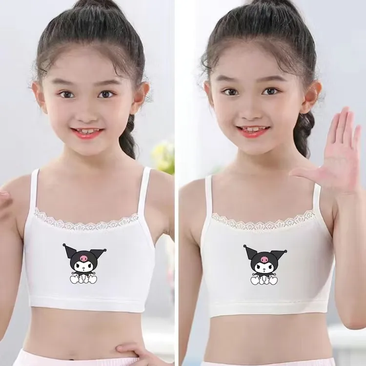 女童吊带背心发育期女孩内衣中大童背心女小学生蕾丝抹胸打底薄款