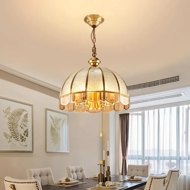 美式经典全铜吊灯复古餐厅卧室书房灯具入户玄关过道阳台吧台吊灯