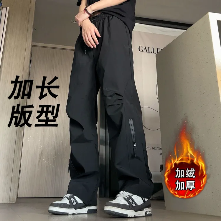 加长冲锋裤男高个子秋冬季户外加绒加厚机能裤180伞兵裤190cm185