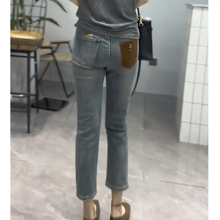 梨形身材微胖女生穿搭大码牛仔裤子2023年秋季新款直筒九分烟管裤