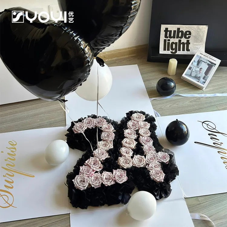 优艺惊喜盒子网红告白气球爆炸盒情人节求婚生日数字鲜花惊喜盒子