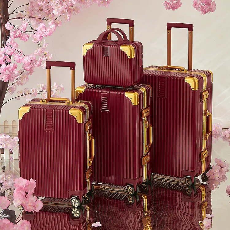 结婚行李箱新娘陪嫁箱嫁妆拉杆箱婚庆订婚密码旅行箱女红色皮箱子