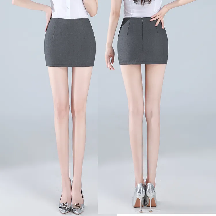灰色超短裙包臀裙女性感紧身高腰半身裙职业装西服短裙小个子夏季