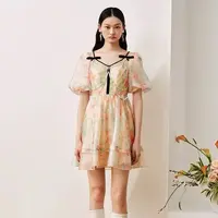 【高高甄选】MAXRIENY繁花连衣裙油画花卉印花欧根纱裙子连衣裙