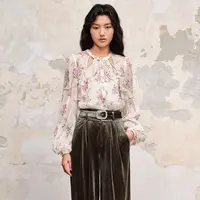【若谷大大】MAXRIENY温柔田园风碎花真丝花衬衫桑蚕丝衬衣上衣