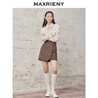 【高高甄选】MAXRIENY波点短裙半身裙A字裙格纹高腰显瘦秋冬套装