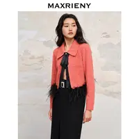 【高高甄选】MAXRIENY感枣红色蝴蝶结毛织上衣女雅丹风安可拉