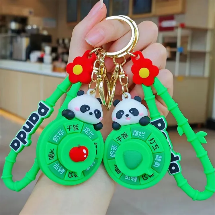 趣味搞怪潮玩熊猫卡皮巴拉转盘钥匙扣书包挂件娃娃机儿童玩具礼品