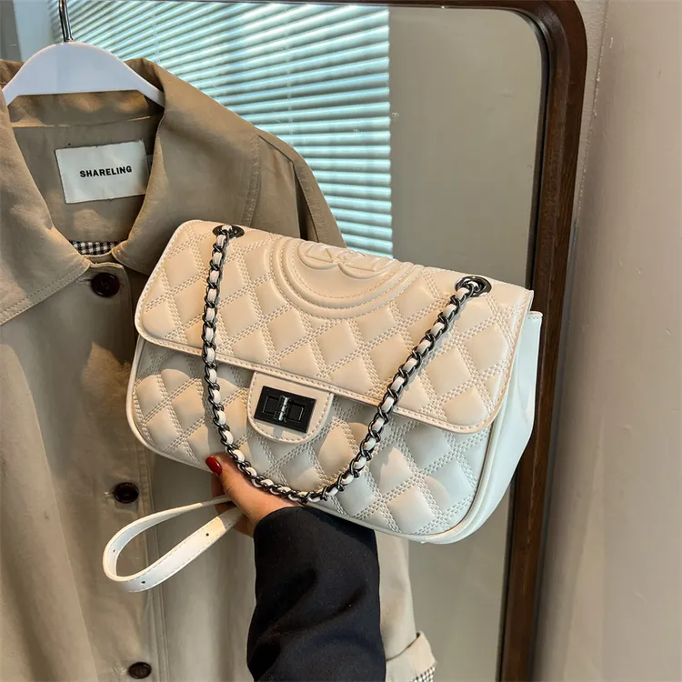 小香风菱格链条包包女2025新款洋气百搭链条斜挎包网红单肩小方包