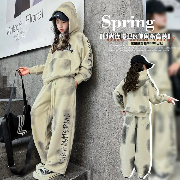 童装女童春装卫衣套装儿童2024春季新款女大童潮范休闲运动两件套