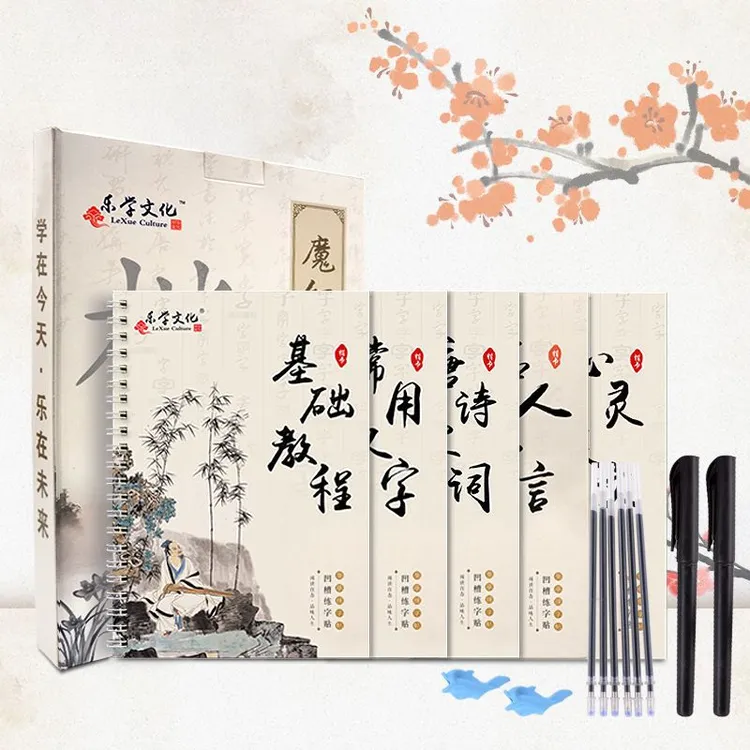 楷书硬笔字帖 5本套装成人临摹描红儿童小学生凹槽练字帖控笔初中