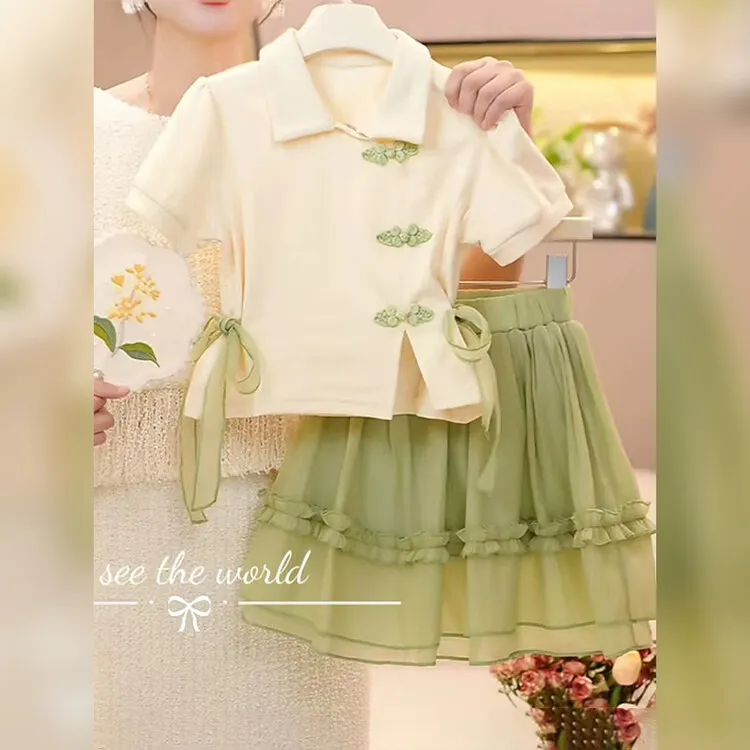 女童连衣裙夏装2024新款夏季洋气时髦大童新中式女孩国风裙子套装