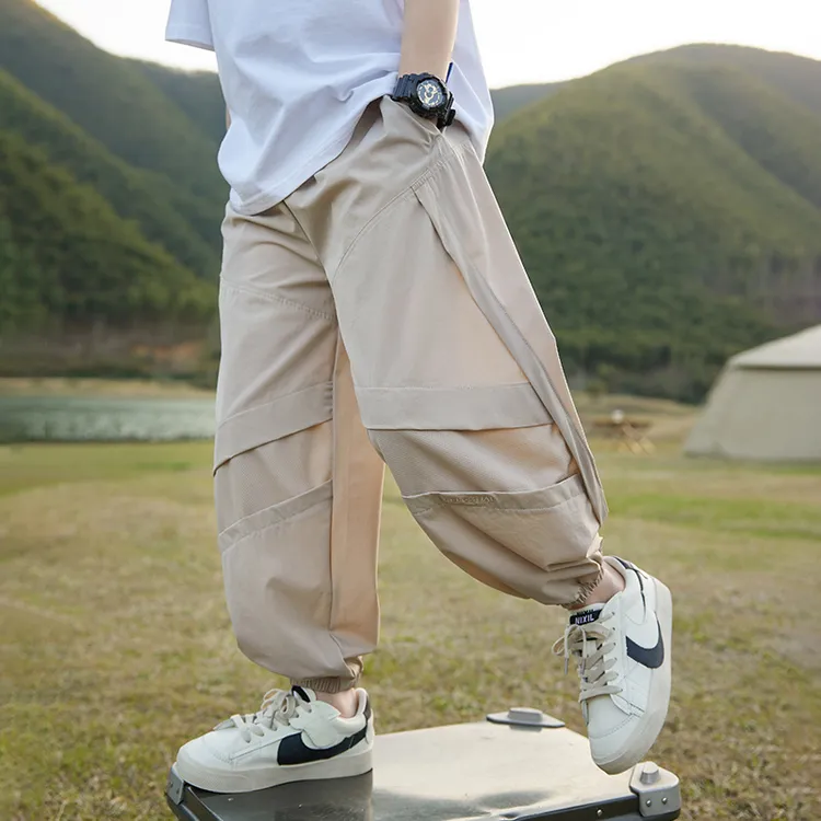 夏季透气速干防蚊裤男童休闲裤薄款轻薄舒适户外防晒防蚊中大童