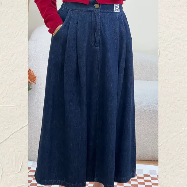 （百搭裙）牛仔半身裙春秋新款高腰气质薄款百搭显瘦女装半身裙减龄