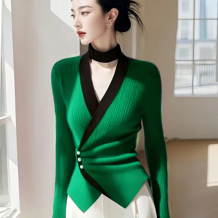 针织衫上衣2024年秋冬高级感超好看气质名媛设计感长袖小香风毛衣