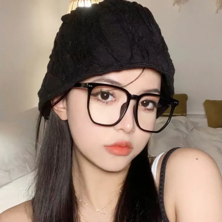 高颜值素颜眼镜方圆脸显瘦大框防蓝光平光镜黑色方形近视镜框女男