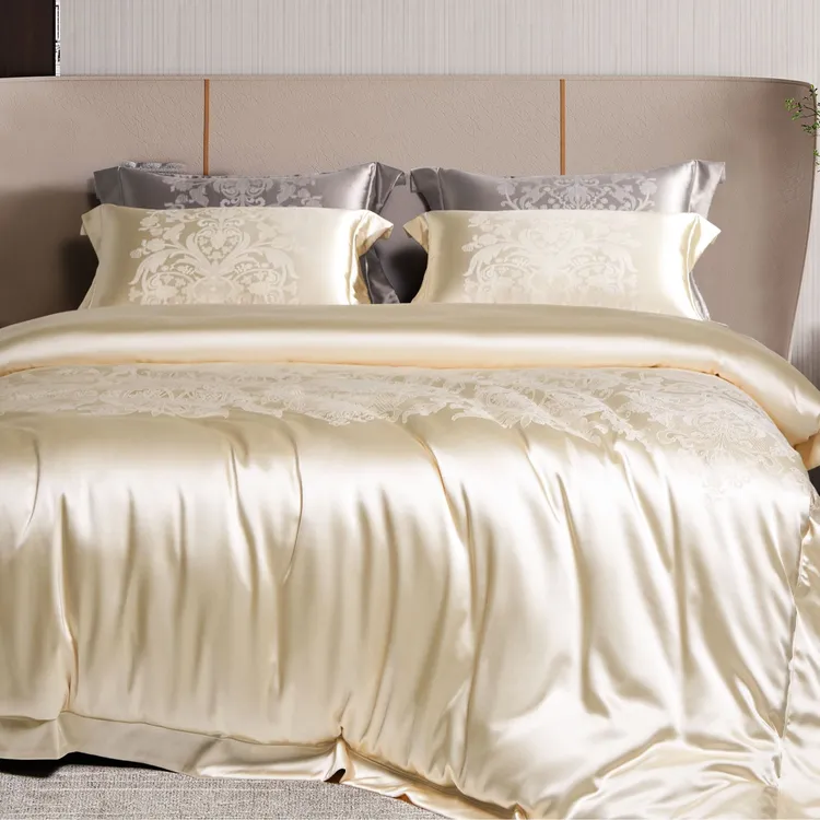 明超家纺【洛丽丝】高档进口四件套桑蚕丝真丝轻奢欧式埃及棉