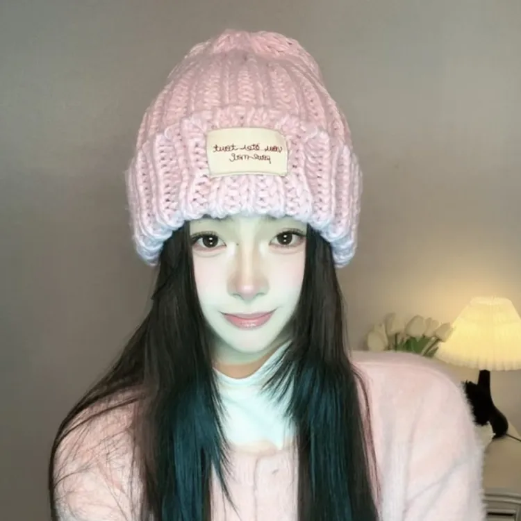 【好物分享】韩版大头围绿色针织帽女冬季保暖显脸小