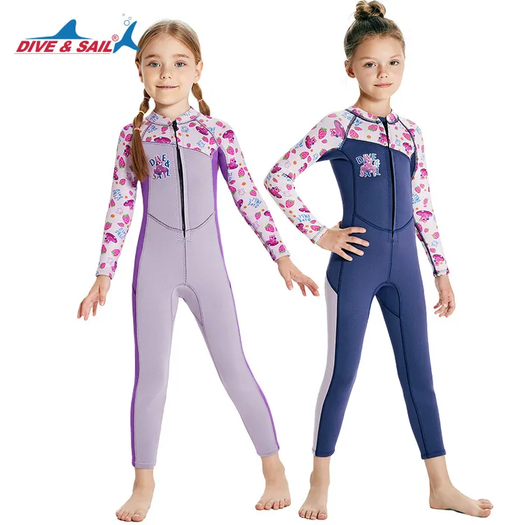 儿童潜水服2.5MM保暖潜水女童浮潜冲浪泳衣防晒漂流连体潜水服